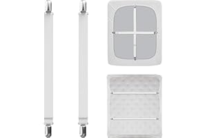 laeeyin Adjustable Bed Sheet Tensioners, Pack of 2, 55-250 cm, Bed Sheet Tensioners, Elastic Bed Sheet Tensioners, White Sheet Tensioners with Metal Clips, for Bed Sheet, Mattress, Ironing Board or