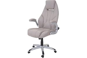 Mendler Krzesło biurowe HWC-A65, Fotel Biurowy, Krzesło Szefa, Krzesło Obrotowe, Sztuczna Skóra ~ Taupe