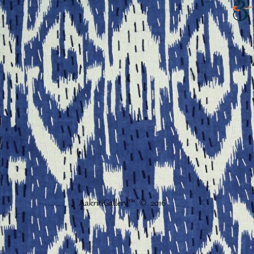 Indian Kantha Kissenbezug Sofa-Set, Baumwolle handgefertigt Ikat Print Patch Home Decor Sofa Kissen Fall Vintage Style aakriti Galerie, blau, 41×41 cm - 3