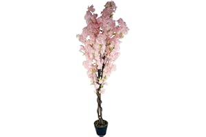 Leaf Design UK Realistyczny sztuczny kwiat roślina drzewo, różowy, 150 cm