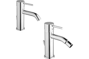 BYUP 💧 Paini COX OPEN Set Miscelatori Lavabo + Bidet con Snodo Cromato - Scarico Automatico 1"1/4 + Piletta e Flessibili (78CR211O + 78CR306O)