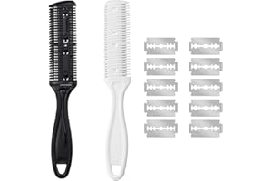 EUYKQNOI 2 Pièces peigne rasoir Peigne A Effiler Les Cheveux,Peigne Tondeuse à Cheveux,Peigneur Coupe Pour DéSéPaissir, Professional Tondeuse Rasoir DIY,peigne cheveux,peigne rasoir pour cheveux