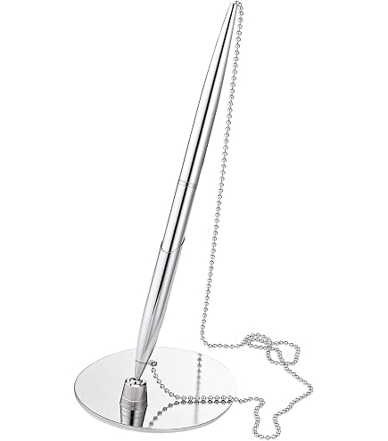 Porte-stylo HAN Salsa Avec Chaîne Métal - Design Lunaire Élégant - Bureau Ou Réception - Noir/Gris
