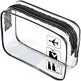 BEHAHAI Clear Travel Toiletry Bag TSA Approved Quart Size for Airport Carry-On Liquids, Cosmetics, Shower Essentials - Plastic Pouch, Black (Width: 16 Cm)
