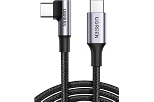 ‎UGREEN UGREEN 100W Kabel USB C do USB C Kątowy PD 3.0 PPS Kabel ładujący USB-C 90 stopni kompatybilny z iPhone 15 Pro, Galaxy S24 Ultra, M2 MacBook Pro/Air iPad Pro 12.9 iPad Mini 6 Steam Deck itp. (0.5m)