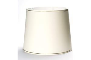 ‎ORION LIGHTSTYLE Ersatz Lampenschirm Stoffschirm creme mit Dekor Goldring Gold Schirm Aufnahme f. Fassung E27 Goldkante beige (34x29cm)