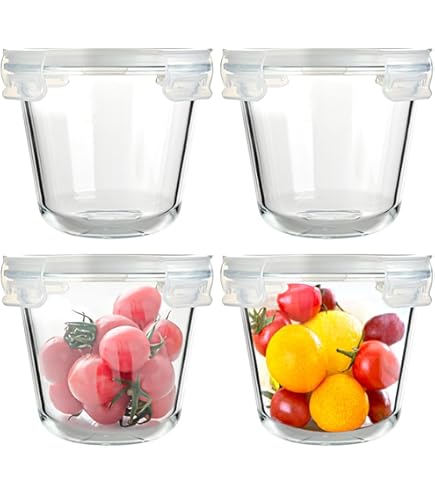 SXUUXB Glazen potten met deksel, 880 ml, met deksel, BPA-vrije maaltijdprep- glazen, vershouddozen met deksel, stapelbare glazen potten met deksel, set van 2 voor magnetron, oven