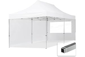 TOOLPORT Tente Pliante 3x6 m - 2 côtés Aluminium Barnum Chapiteau Pliant Tonnelle Stand Paddock Réception Abri PES300 Blanc