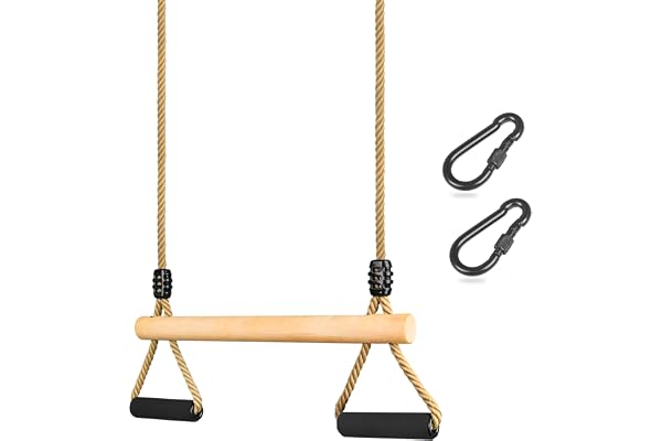 Trapèze Balançoire, Bois Multifonction pour Enfants Balançoire Réglable avec Poignée D'éponge Douce Intérieur Trapeze Balancoire pour Enfants Jeux Jardin Extérieur jusqu'à 100 kg