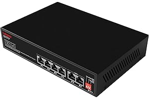 Labgear 4+2 Port Gigabit PoE Network Switch, 300m Range Unmanaged High-Speed Ethernet Splitter Hub with Extended Range, Desktop or Wall Mounted, Durable Metal Housing
