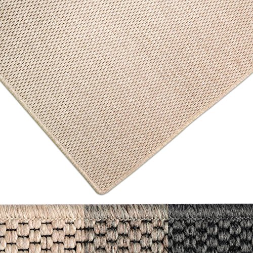 Moderner Teppich in Premium Sisal Optik | ausgezeichnet mit GUT-Siegel | pflegeleichtes Flachgewebe | viele Größen (beige, 66x130 cm)