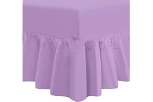 COTTON WORKS Valance Fitted Sheets Luxury Combed Poly-Cotton Plain Dyed Non Iron Percale Frilled Pleated Box Bed Sheet Bedding(Lilac, Single)