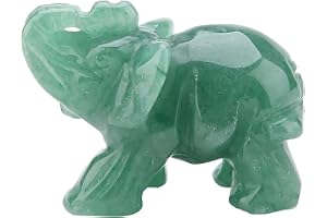 Handsnidad Grön Jade Elefant Dekoration, 2 tum, Lyckobringande Prydnadsstaty för Hemmet