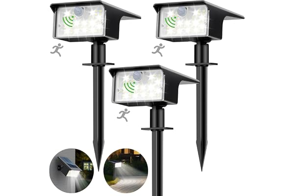 nipify Lot de 3 Lampe Solaire Exterieur Detecteur de Mouvement, 62 LED Spot Solaire Exterieur 3 Modes Eclairage Exterieur Solaire, Etanche IP65 Lumiere Solaire pour Jardin Allée Chemin Blanc Froid