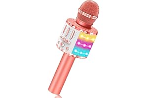 AVAXTT Micro Enfant Sans Fil Bluetooth - 5 Effets Vocaux, Lumières LED Syncronisées - Pour Filles/Garçons 3-15 Ans - Meilleur Jouet Créatif pour Karaoké Familial - Cadeau Anniversaire/Noël