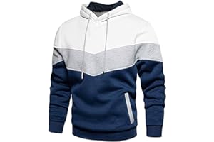 comefohome Hoodie Herren Pullover Langarm Sweatjacke Kapuzenpullover Farbblock Sweatshirt