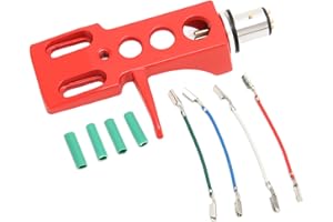 SEPTPENTA Phono Headshell con Cables de Plomo Codificados por Color, Aleación de Aluminio Fuerte y Estable, Sonido Más Puro y Rico, Soporte de Aguja de Vinilo LP Universal para Varios Phono(Rojo)