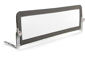 ebebek baby plus Extra Wide Toddler Bed Rail | Safety Bed Guard Foldable & Portable Bed Fence | Bed Barrier for Children | Infant, Kids Bed Guard for Safety (Grey/White, 150 x 48,5 x 35 cm)