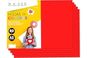 Papier A3 Couleur - Feuilles A3 80g Pour Imprimante Jet d'Encre et Laser, Ramette Papier Pour Loisirs Créatifs, Bricolage et Décoration M-office (50 feuilles, Rouge)