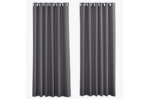 PONY DANCE Termiczne zasłony zaciemniające, szeroka nieprzezroczysta zasłona z przelotkami dla dziewczynek i chłopców, gotowa do montażu izolacja, szer. 200 x dł. 210 cm, zestaw 2 szt., szare