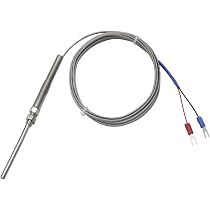 20-Pack K Type Thermocouple Cable Probes – 5x50mm, 2 Meter Length – Silver