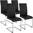 TecTake Set di Sedia a sbalzo per Sala da Pranzo | - Disponibile in Diversi Colori e quantità – (4X Nero | Nr. 402553)