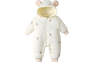 GigaCircle Acolchado Mono Bebe Invierno, Cute Bear Buzo Bebe Invierno Ropa Bebe Niño Biña, Warm Mameluco Bebe Invierno, 3-24 Meses