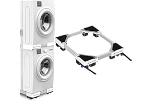 NIUXX Base universale per lavatrici, scooter, funzione anti-vibrazione, freni regolabili, misura regolabile, per lavatrici e asciugatrici impilati da 42 a 69 cm, portata 400 kg