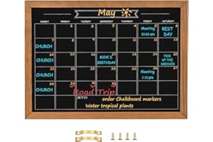 Umtiti Calendar Chalkboard, 10.6" * 14.6", Magnetic Surface Rustic Brown Solid Pine Wood Frame Chalk Board for Planning/School Timetable/Memo, Hanging Board for Office, School and Home(YLHB-QZ-2737)