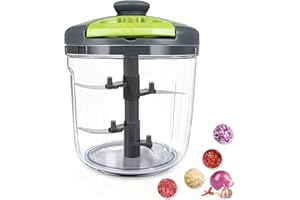 LEDEBOUK Picadora Manual con Cuerda,900ml Mini Picadora Cebolla,Picador De Verduras Manual con 5 Cuchillas De Acero Inoxidable,Picadora De Verduras Multifuncional Para Cebolla,Ajo,Carne,Verduras,Zanahoria