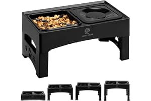 HAPPY HACHI Podwyższona miska dla psów, karma dla psów, miska dla psów i miska na wodę, bez ślinienia się, z 4 stojakami z regulacją wysokości, stacja karmienia dla dużych, średnich i małych psów