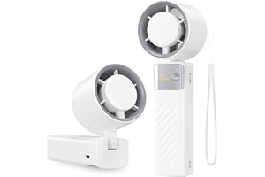 DDHTSAL Mini Przenośny Wentylator Ręczny - 4000 mAh Ładowanie USB, Regulacja Prędkości (1-199), Składany Wentylator Stojący 115° z Wyświetlaczem LED do Domu, Plenerowy, Camping, Podróże