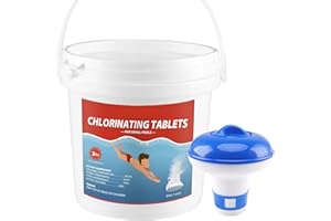 JOKBEN 907g（2LB）Chlorine Tablets with Floating Chlorine Dispenser for Hot Tub, Multifunction Chlorine Tablets for Paddling Pool, Chlorine Tablets for Swimming Pool, Swimming Paddling Pool Chlorine Tablets