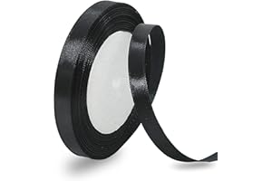 AHOMAME Black Satin Ribbon 6mm, 23 Meters Solid Colors Fabric Ribbon for Crafting, Gift Wrapping, Balloons, DIY Sewing Project, Hair Bows and Cake Decoration
