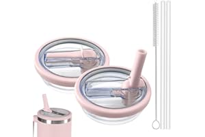 AIROLDI 2 coperchi Stanley Cup a prova di perdite, riutilizzabili tappo di ricambio per Stanley Cup 40 oz /1,2 l con 2 cannucce e 1 spazzola per cannuccia (rosa)