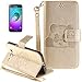Produktbild Samsung Galaxy J3(2016)/J3(2016)Duos/J320F Neu Design Hülle mit Panzerglas,ISENPENK Original Flip Bookstyle Cover Wasserdicht Shockproof Anti Slip Protection Stoßfest Leather Case mit Standfunktion,3D Panda Muster Pattern Wallet Case mit Intern Karte Schlitz,Outdoor Stoßdämpfend Magnetic Closure Handygürtel Wallet Tasche Schutzhülle Leathertasche für Samsung Galaxy J3(2016)/J3(2016)Duos/J320F 5.0Zoll-[gold]+Panzerglas/Schutzfoile/Scutzglas