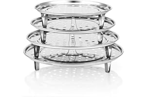 Cyleibe Gemüsedämpfer mit Dampfgareinsatz, Edelstahl, runder Dampfgareinsatz, Schnellkochtopf-Einsatzrahmen für Gemüsekochtöpfe 20/22/24/26 cm, 4 Stück, mit Clip