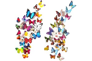 TIANORCAN 80 Stück 3D Schmetterlinge Deko Schmetterling Wandaufkleber Schmetterlinge Dekoration Wandtattoo Abnehmbare Wandaufkleber Heimdeko Schlafzimmer Deko