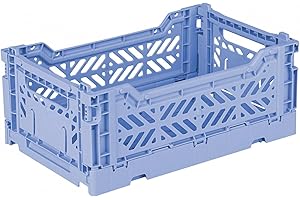 AYKASA Ay-Kasa Klappkiste, stabile Faltkiste aus Kunststoff, stapelbar, Baby Blue, Mini (27x17x11cm)