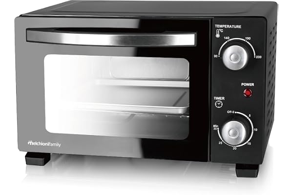 Melchioni Family | Elektrisk ugn modell DEVIL 11 med kapacitet på 11 liter, justerbar temperatur upp till 230 °C, 30 minuters timer, färg svart