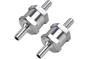 Bestgle 2Pcs 8mm One Way Check Valve, Aluminium Fuel Non Return Valve for Petrol Diesel Oil Water, Chrome Carburettor Valve for Car, Motorcycle, Marine & Low Pressure Systems