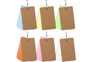 Chyaya Flash Cards, 6 Pack 300 Easy Flip Study Cards Revision Cards with Metal Binder Ring, Multicolor Kraft Paper Memo Scratch Pads Index Cards Mini Notepads, 6 Colors