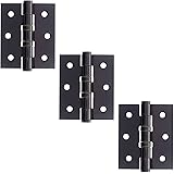 A&H™ 3" x 2.1/2" Inch - 75mm x 63mm Polished Black Nickel Ball Bearing Door Hinges 1.½ Pairs (3 Hinges)