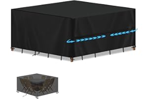 SIMPHAUS Pokrowiec na meble ogrodowe 200 x 200 x 85 cm wodoodporny pokrowiec na stół ogrodowy pokrowiec na stół ogrodowy do SPA, meble ogrodowe na balkon anty-UV tkanina Oxford 420D