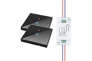 HYHIOTS Funkschalter Set, RF433 Lichtschalter Funk, 230V Funk-Sender-Sicherheitsschalter und Empfänger-Controller 10A, Funk Schalter, Wandlichtsschalter, Touch Lichtschalter Licht (Black 2V1H)