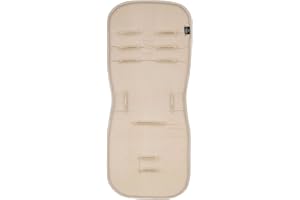babycab Sitzauflage für Sportwagen/Buggys taupe - mit verschiedenen Gurtschlitzen - hautfreundlich & strapazierfähig - Seite 1 aus Baumwolle, Seite 2 aus Frottee - 71(L) x 30(B) x 2(H) cm