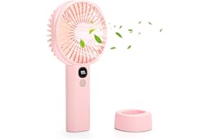 OVOOKER Mini Ventilatore Portatile Ricaricabile - Ventilatore a mano, USB Piccolo Ventilatore Tascabile con 5 Livelli di Velocità, Batteria da 3000 mAh per Viaggi, Ufficio, Esterni Rosa