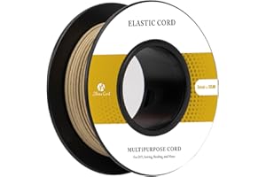 Abma Cord Cuerda Elástica 1mm x 10m Hilo Elástico Redonda Cordón Elástico Cuerda de Goma para Manualidades, Sombreros de Fiesta, Costura, Abalorios, Camping - Caqui