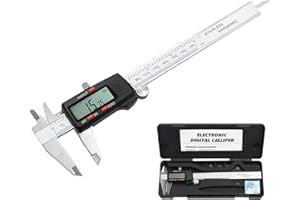 ALLmeter Digitaler Messschieber 150mm/6 Zoll Edelstahl Digitale Schieblehre Messlehre Mit LED-Anzeige Bruchteile/Zoll/Metrische Umrechnung Für Länge Breite Tiefe Innen Außen Messung