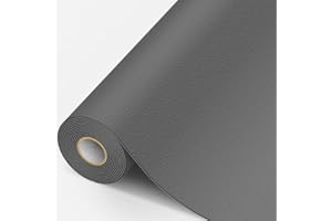 MICTER Patch autocollant en cuir synthétique - 15 x 200 cm - Kit de réparation et de rénovation pour meubles, canapé, sièges auto, sacs, cuir (gris foncé)